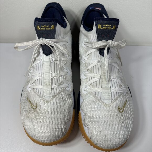 Nike Lebron XVI Low USA Men's Size 11.5 Navy White Gold Gum CI2668 101 - Picture 2 of 15